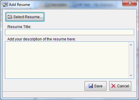 Add a resume to JobTabs Job Search Resume.